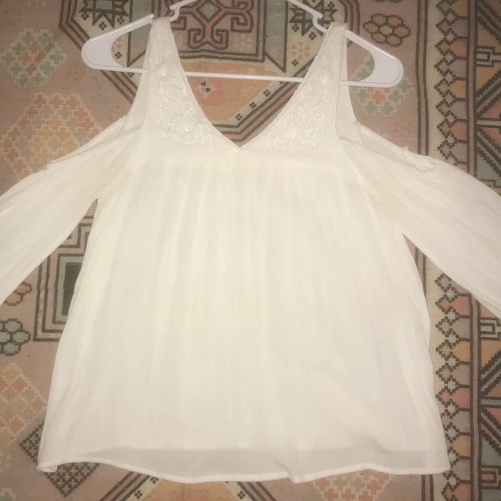 Small white boho, cold-shoulder blouse